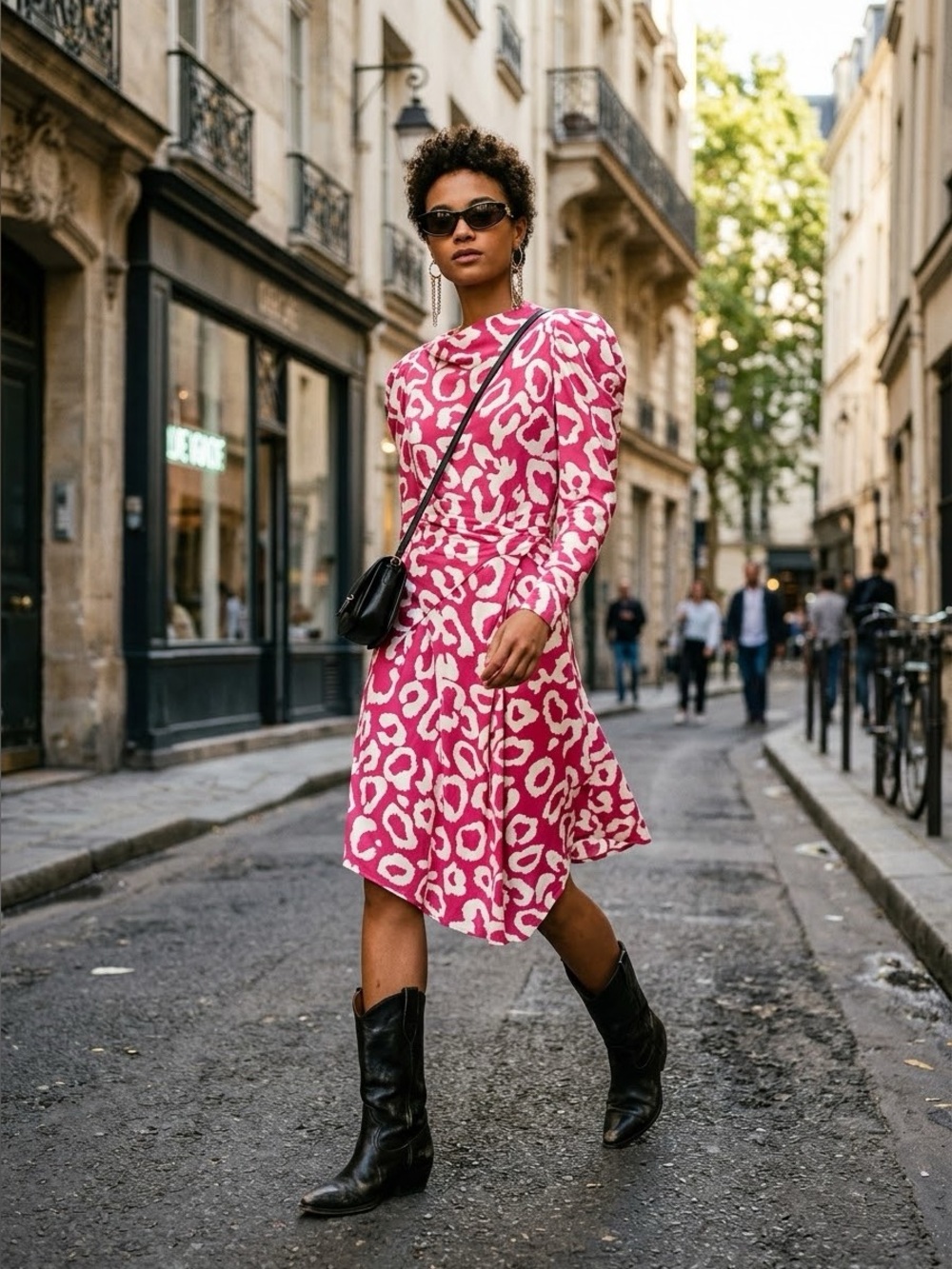 Isabel Marant pink & white leopard animal print Carley dress - Medium (FR 44)